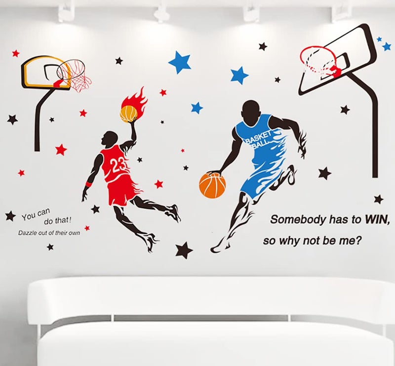 KeLay Fs 3D Basketball Player Wall Decals Decors for Boys Room,Sports Decals Stickers, Basketball Slam Dunk Wall Decors for Boys Bedroom - Image 2